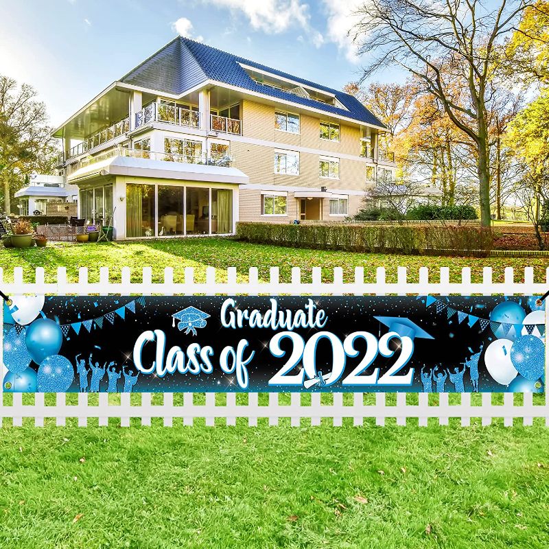 Photo 1 of 2 COUNT Graduate Class of 2022 Banner - 120x20 Inch | Graduation Banner 2022, Graduation Yard Decorations | Blue Graduation Decorations 2022 | Graduation Yard Banner, Blue Graduation Party Decorations 2022