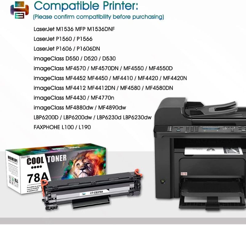 Photo 2 of Cool Toner Compatible Toner Cartridge Replacement for HP 78A CE278A Toner HP Laserjet 1536dnf MFP P1606dn 1606dn P1606 HP Laserjet MFP M1536dnf P1566 P1560 Toner Cartridge Printer Ink (Black, 4-Pack)