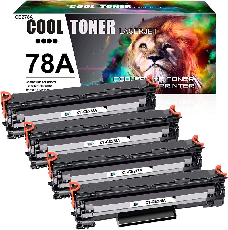 Photo 1 of Cool Toner Compatible Toner Cartridge Replacement for HP 78A CE278A Toner HP Laserjet 1536dnf MFP P1606dn 1606dn P1606 HP Laserjet MFP M1536dnf P1566 P1560 Toner Cartridge Printer Ink (Black, 4-Pack)