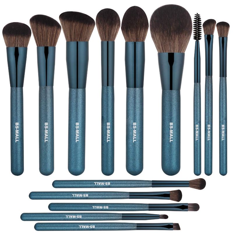 Photo 1 of BS-MALL Makeup Brush Set 14Pcs Premium Synthetic Professional Makeup Brushes Foundation Powder Blending Concealer Eye shadows Blush Makeup Brush Kit Deep Starry Blue