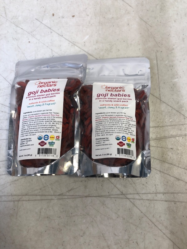 Photo 2 of 2 COUNT Organic Nectars Premium Raw Unsweetened Tibetan Goji Berries Goji Babies, 3 Ounce Pouches