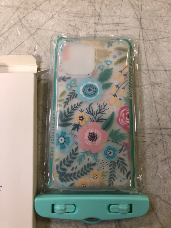 Photo 3 of [5-in-1] RoseParrot iPhone 13 Pro Max Case with Screen Protector + Ring Holder + Waterproof Pouch, Clear with Floral Pattern Design, Shockproof Protective Cover
