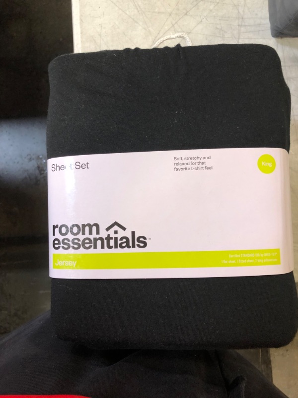Photo 2 of  Room Essentials Jersey Sheet Set - Black (King)