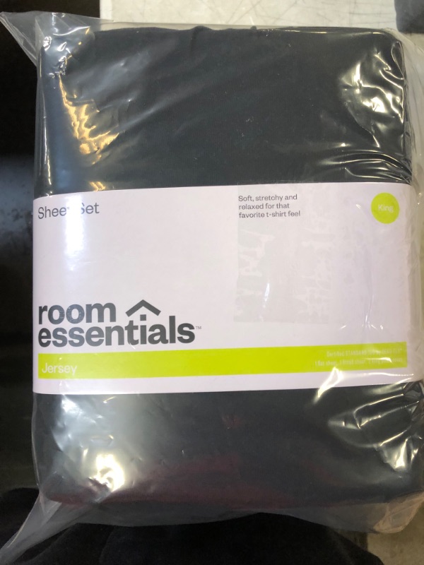 Photo 3 of  Room Essentials Jersey Sheet Set - Black (King)