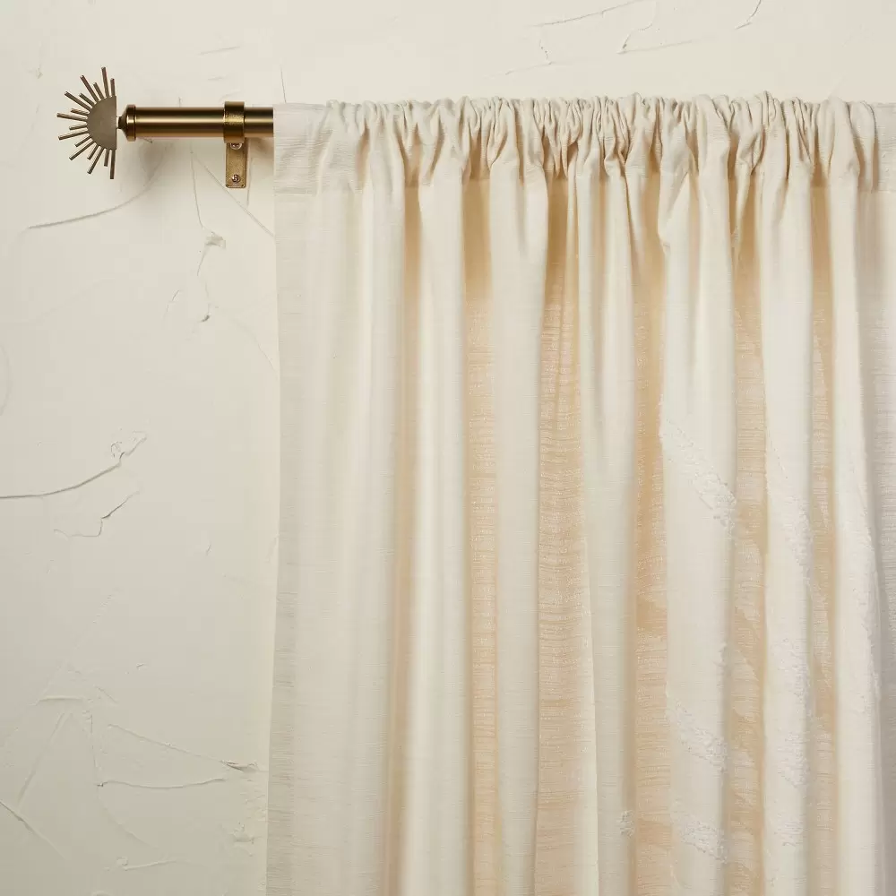 Photo 1 of 1pc 50"x84" Light Filtering Sunburst Window Curtain Panel Ivory