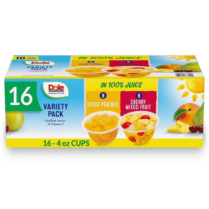 Photo 1 of 16 Dole Fruit Cups: 8 Cherry Mixed & 8 Diced Peaches In 100% Fruit Juice  -- Factory Sealed , BB 09/23/2022 --