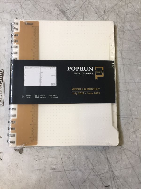 Photo 1 of Essentials Weekly Planner 2022-2023, POPRUN Daily Monthly Calendar Agenda 8.5'' x 10.5'', Vertical Academic Year July 2022 - June 2023 Simplified Bullet Dotted Journal with Transparent Plastic Cover