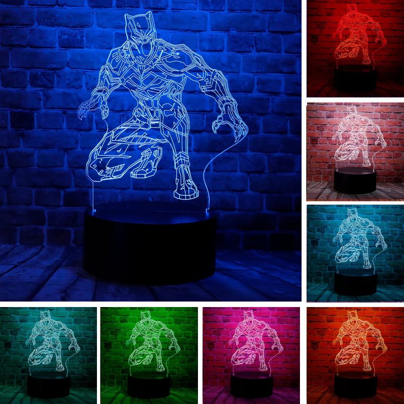 Photo 1 of  liyinrong Black Panther 3D Optical Illusion LED Room Decor Table Lamp with Remote 7 Colors 