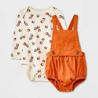 Photo 1 of Baby Acorn Corduroy Bubble Bodysuit - Cat & Jack™ Rust Brown SIZE 0-3M 

