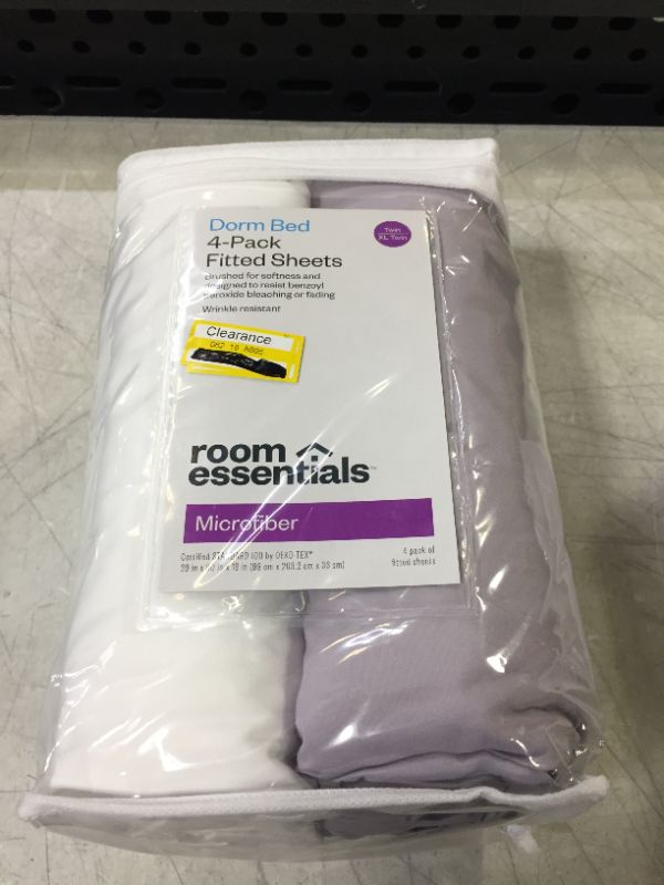 Photo 2 of 4pk Solid Microfiber Fitted Sheet - Room Essentials™ SIZE TWIN/XL TWIN 

