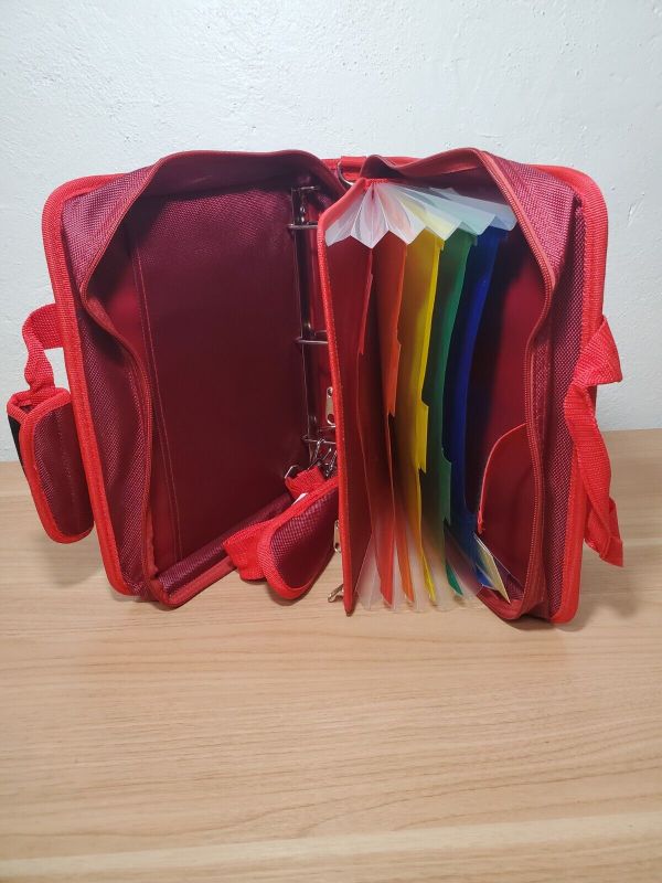 Photo 2 of  Up&Up Red & Burgundy Expandable 2” Zipper Binder with 3 Hole Punch
