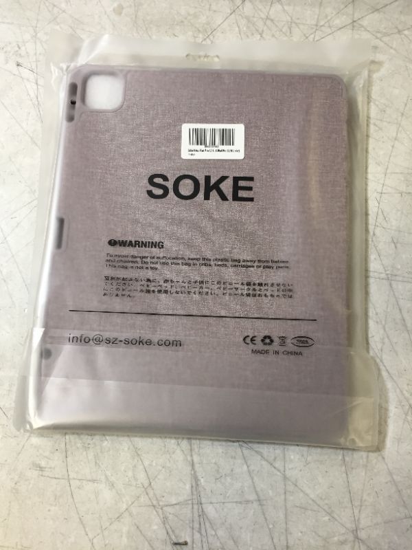 Photo 2 of Soke iPad Pro 12.9 Case 2020 & 2018 with Pencil Holder - [Full Body Protection + Apple Pencil Charging + Auto Wake/Sleep], Soft TPU Back Cover (Violet)