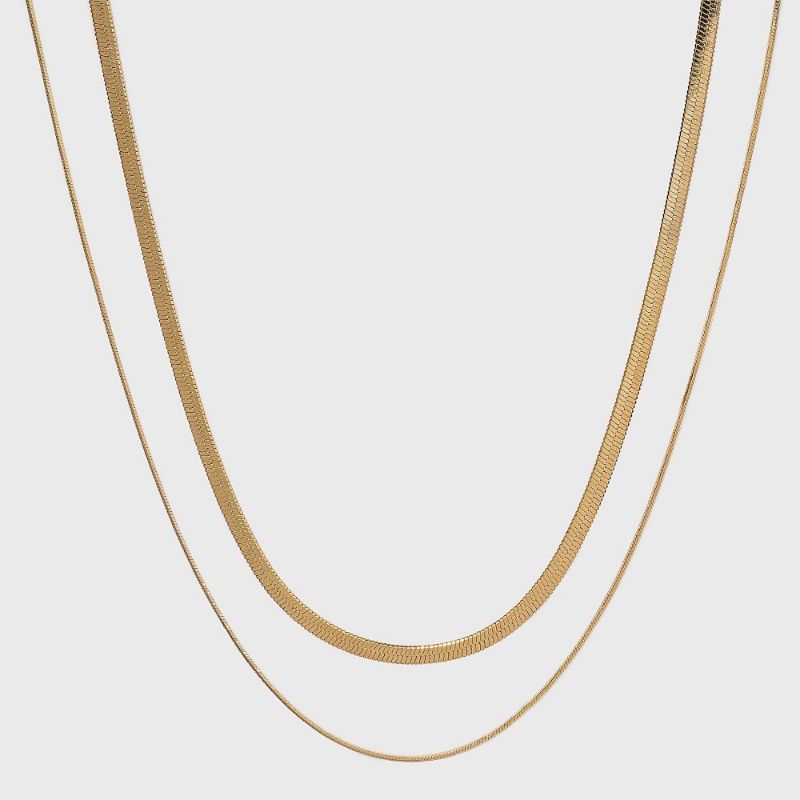 Photo 1 of 14K Gold Plated Duo Herringbone Chain Necklace - a New Day
MISSING THE 2 CHAIN 