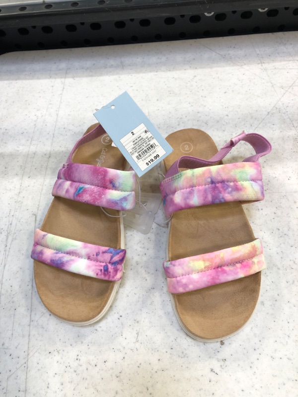 Photo 2 of Girls' Hazel Tie-Dye Slip-on Pull-on Footbed Sandals - Cat & Jack Purple size 2
