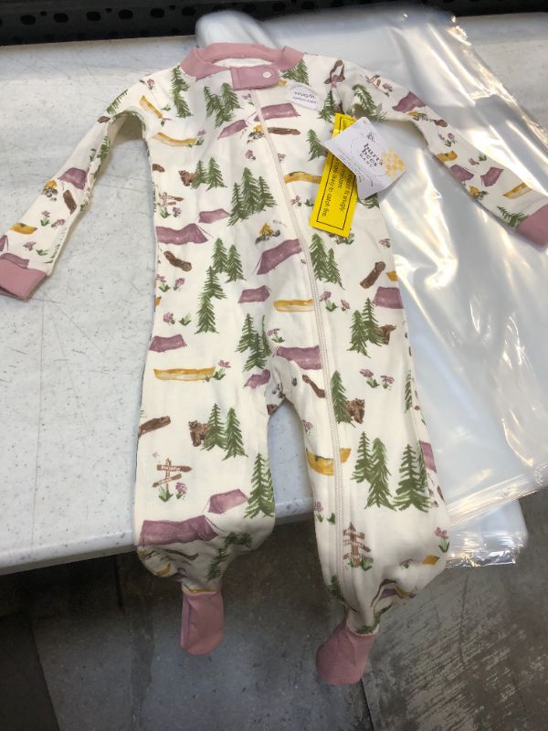 Photo 2 of Burt's Bees Baby® Baby Girls' Wilderness Wonders Organic Cotton Footed Pajamas SIZE 3-6M