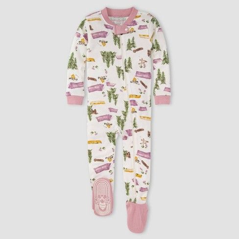 Photo 1 of Burt's Bees Baby® Baby Girls' Wilderness Wonders Organic Cotton Footed Pajama - Pink 12M

