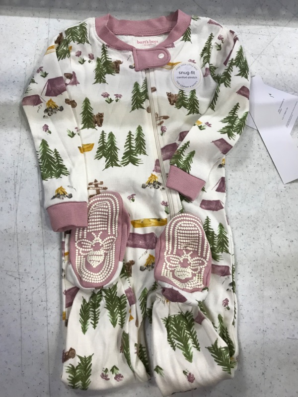 Photo 2 of Burt's Bees Baby® Baby Girls' Wilderness Wonders Organic Cotton Footed Pajama - Pink 12M

