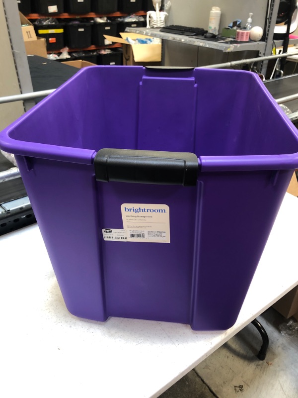 Photo 1 of 20gal Latching Storage Tote Purple - Brightroom™
MISSING LID
