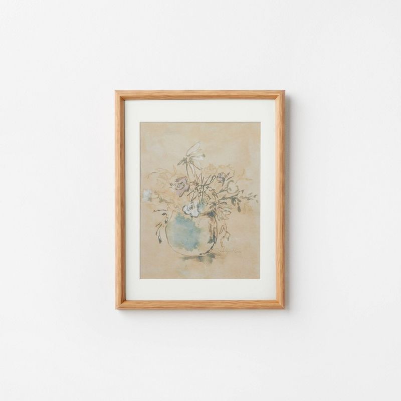 Photo 1 of 14" X 17" Antique Floral Matted Framed Wall Poster Under Glass - Threshold™ Designed with Studio McGee
