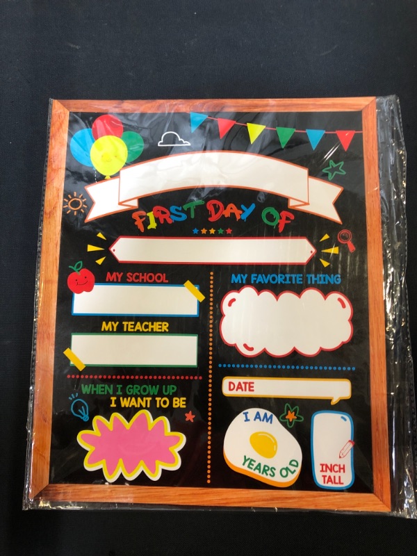 Photo 1 of 14 Pack First Day of School Board Sign, 12" x 10" Back to School Signs for Preschool/Pre-K/Kindergarten, 1st and Last Day of School Chalkboards for Kids/Girls/Boys, Reusable Double Sided Photo Prop
