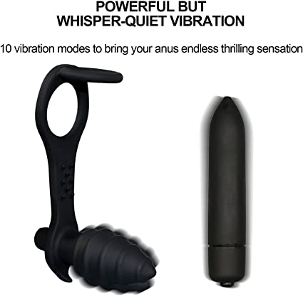 Photo 1 of 10 Speed ??Anal Vibrator Silicone Anal Plug Vibrating Frontline Massager Waterproof Sex Toys for Male and Female Masturbation (Black)
