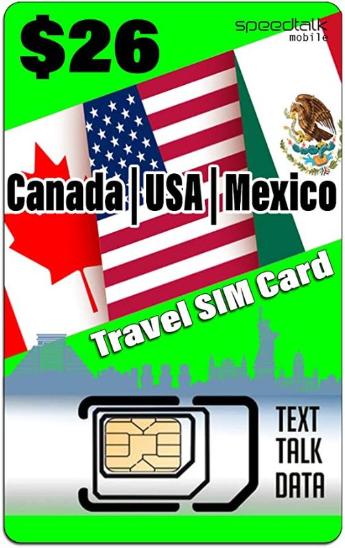 Photo 1 of SpeedTalk Mobile Travel SIM Card | Text & Data | Compatible with Unlocked 5G 4G LTE iOS Android Smart Phones | 3 in 1 Simcard - Standard Micro Nano | USA Canada Mexico
