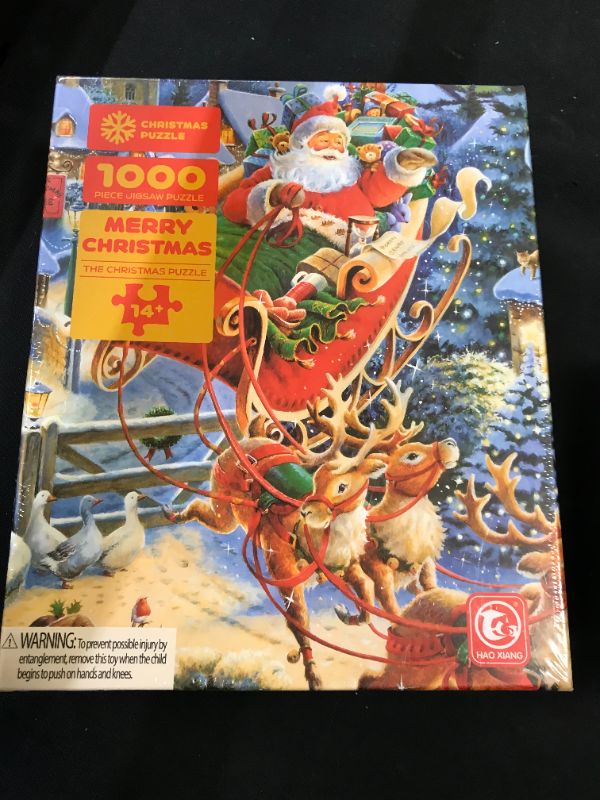 Photo 2 of 1000 Pieces of Christmas Scene Puzzles - Snow Scene,Snowman and Santa Claus. Funny Personal and Group Educational Toys for Adults and Children, can be Used as Gifts and Home Decorations
