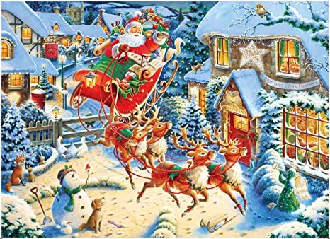 Photo 1 of 1000 Pieces of Christmas Scene Puzzles - Snow Scene,Snowman and Santa Claus. Funny Personal and Group Educational Toys for Adults and Children, can be Used as Gifts and Home Decorations
