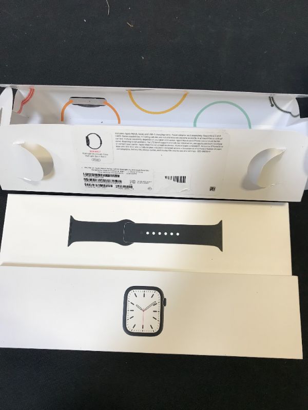 Photo 4 of Apple Watch Series 7 (GPS + Cellular, 45mm, Midnight Aluminum, Midnight Sport Band) --- brand new factory sealed (packaging damaged)