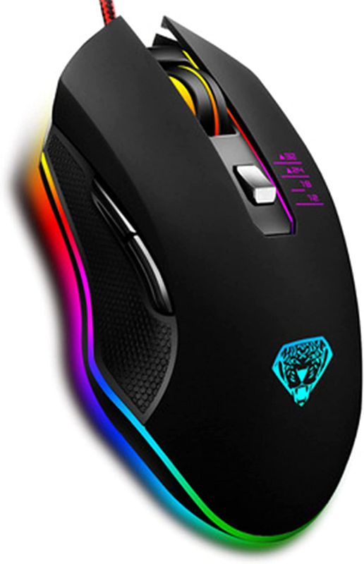 Photo 1 of Ergonomic Wired Gaming Mouse, GAEA RGB Wired Gaming Mouse with 6 Programmable Buttons , 4 Levels Adjustable DPI up to 3200, RGB Spectrum Backlit for Windows 7/8/10/XP
