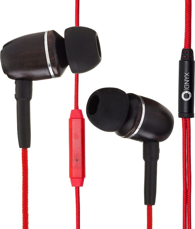Photo 1 of Onyx Noise Cancelling in-Ear Wired Headphones with Mic, 3.5mm Plug Compatible with iPhones, iPads, Android Phones, Computers & Laptops (Red)
--FACTORY SEALED --