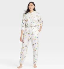 Photo 1 of 
Women's Splatter Print Fleece Lounge Jogger Pants - Colsie White L