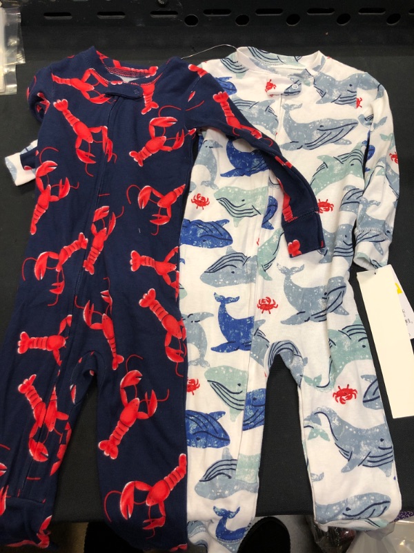 Photo 2 of Baby Boys' Whale/Lobster Footed Pajama - Just One You® Made by Carter's Blue/Black. SIZE 12M 
