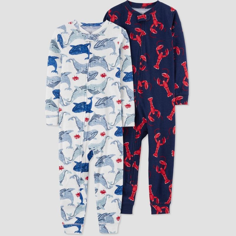 Photo 1 of Baby Boys' Whale/Lobster Footed Pajama - Just One You® Made by Carter's Blue/Black. SIZE 12M 
