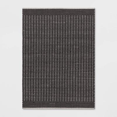 Photo 1 of 5'x7' Hand Woven Cotton/Wool Accent Rug Black - Threshold
