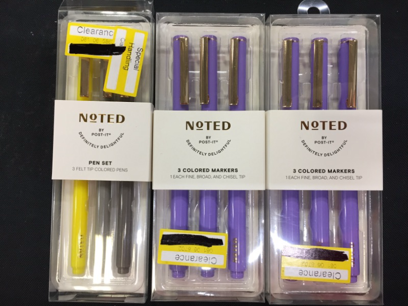 Photo 3 of Post-it 3ct Felt Tip Colored Pen Set Yellow/Gray/Charcoal/Purple