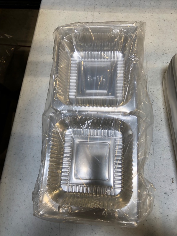 Photo 2 of 100 Pcs Clear Hinged Plastic Containers,Transparent Square Plastic Takeout Boxes,Disposable Clamshell Food Containers for Hamburger,Sandwiches,Cake,Salads,Pasta,Pastry
