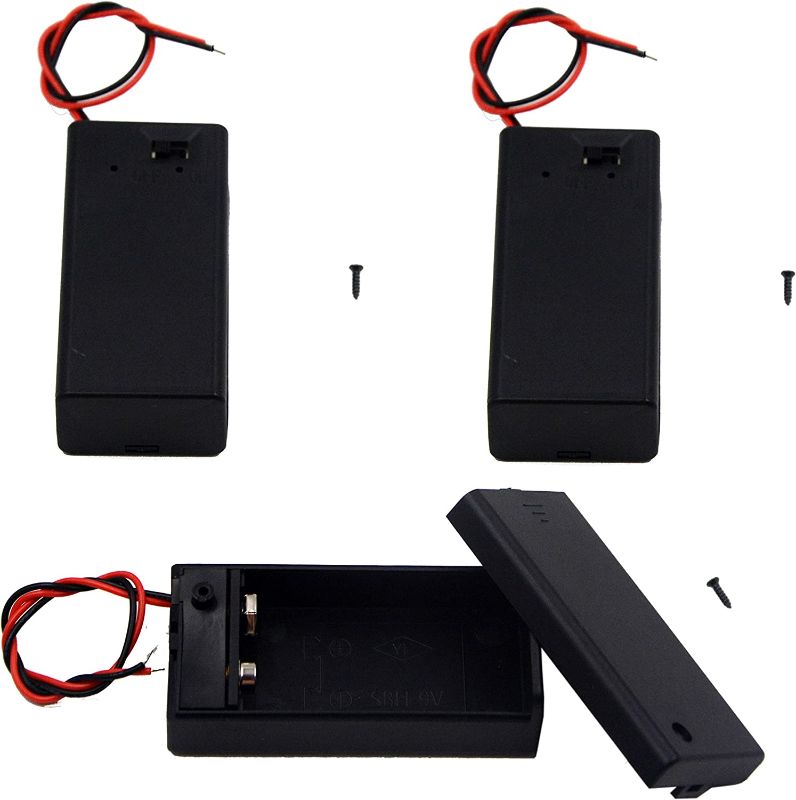 Photo 1 of (Pack of 3 9v Battery Holder, 9 Volt Battery Holder with Switch, 9v Battery Case with Switch