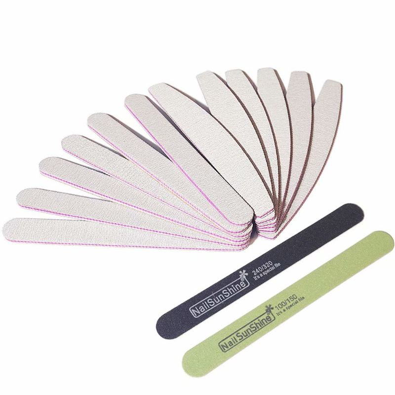 Photo 1 of 14 Pcs Nail Files Kit Professional Zebra Moon Nail Filer Emery Board with Thin Wood File 100/150 240/320 Manicure Tools for Home and Salon 100/180 Grit
