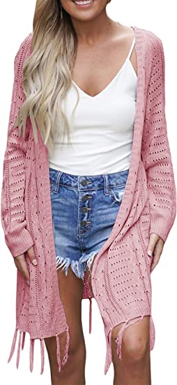 Photo 1 of Cardigan for Women Lightweight Knit Open Front Hollow Out Crochet Tassel Kimonos Long Sleeve Fall Loose Sweater Coat Outwear
medium
