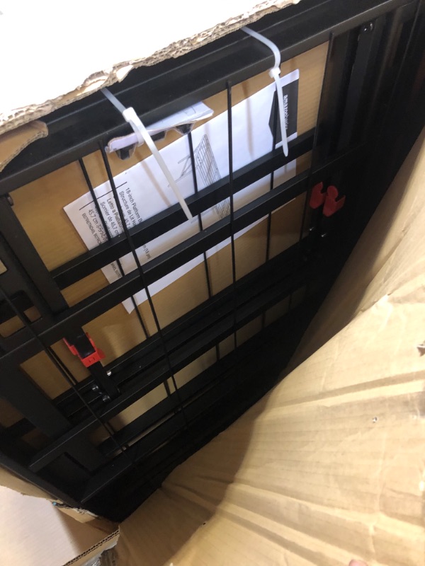 Photo 3 of Amazon Basics Foldable Metal Platform Bed Frame with Tool Free Setup, 18 Inches High, Full, Black  -- FACTORY SEALED , PACKAGING SLIGHTLY DAMAGED --
