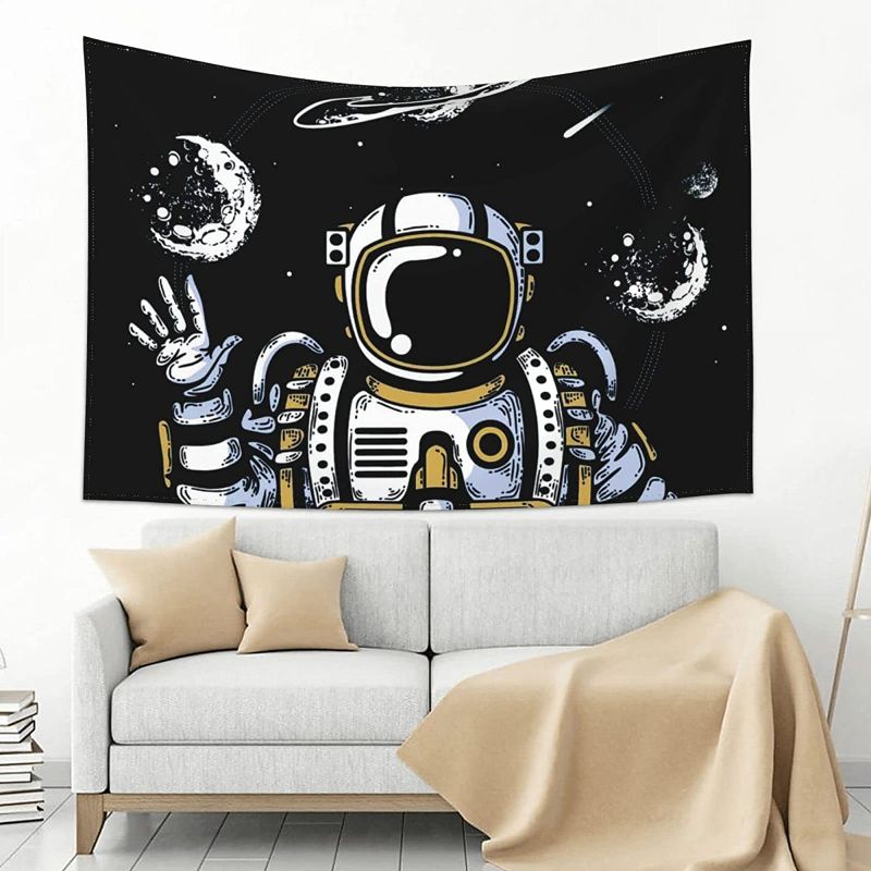 Photo 1 of Astronaut Tapestry 60 x 40 Galaxy Hippie Spaceman Star Sky Wall Decor Bedroom Dorm Office Headboard Aesthetic Tapestry Home Decor
