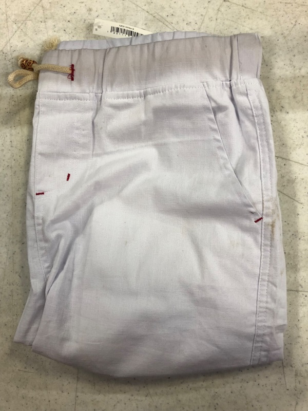 Photo 2 of Amazon Essentials Men's Linen Casual Classic Fit Short, White, Small
