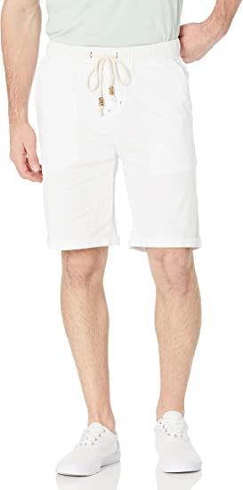 Photo 1 of Amazon Essentials Men's Linen Casual Classic Fit Short, White, Small
