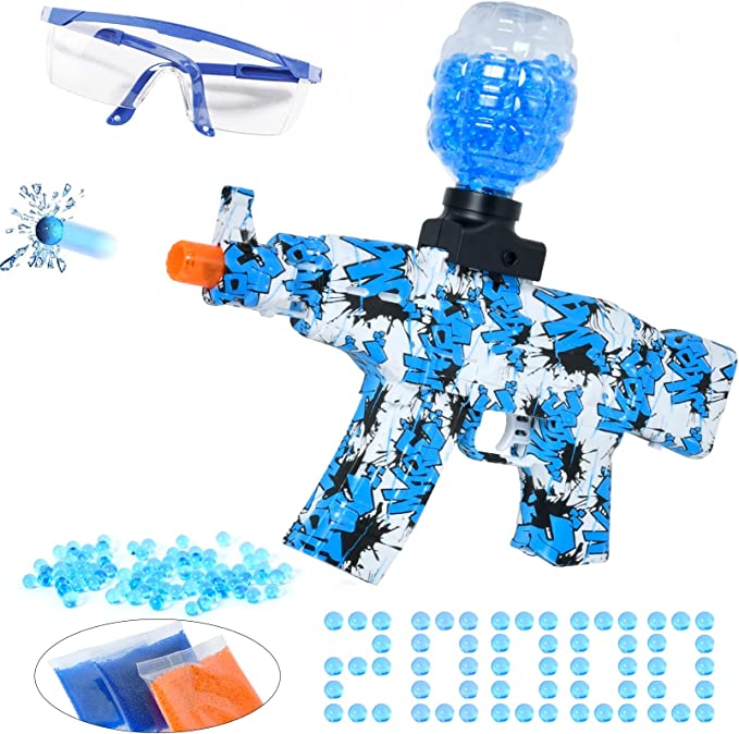 Photo 1 of CVCBSER AKM-47 Foam Blasters, Splatter Ball Blaster Automatic, with 20000+ Water Beads and Goggles, for Outdoor Activities - Shooting Team Game (Blue)
