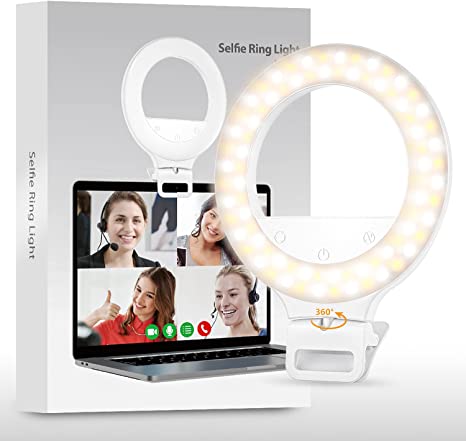 Photo 1 of Selfie Ring Light, SHEGINEL Clip on Phone Ring Light 3 Tones Selfie Light for Phone with 40 LED Beads Makeup Light Ring for Selfie, Photography, Livestream
