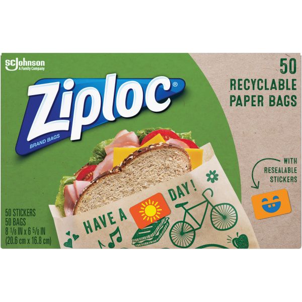 Photo 1 of Ziploc Paper Bags, Recyclable - 50 bags