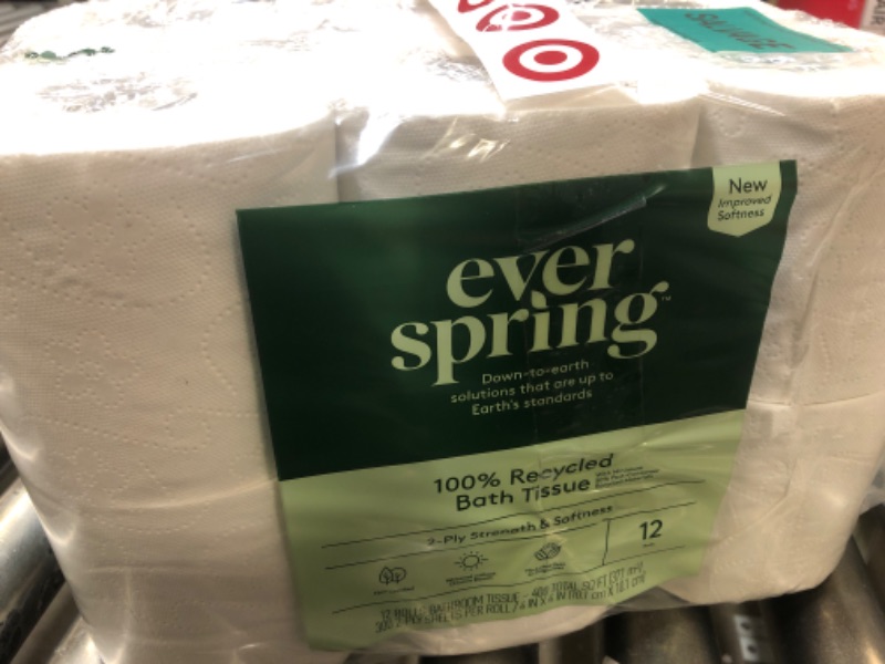 Photo 2 of 100% Recycled Toilet Paper - 12 Rolls - Everspring