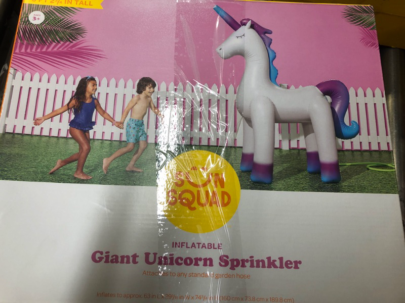 Photo 2 of 2 Sun Squad Inflatable Giant Unicorn Sprinkler Pearlized Matte White
