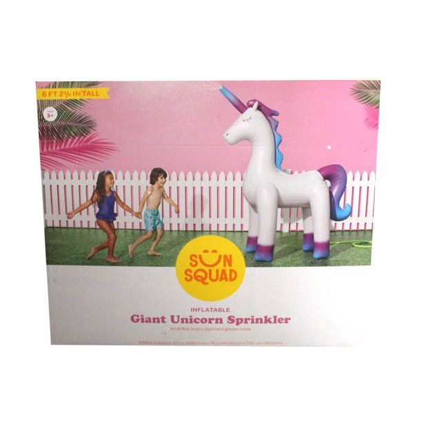 Photo 1 of 2 Sun Squad Inflatable Giant Unicorn Sprinkler Pearlized Matte White
